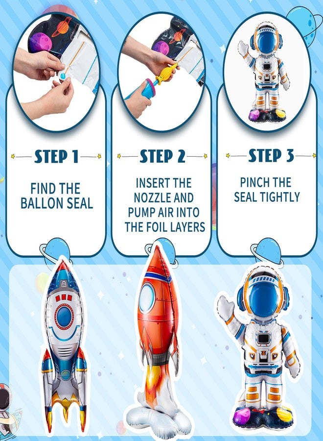 RoundFunny 8 Pcs Outer Space Foil Balloons Rocket Balloons for Space Astronaut Spaceship Rocket Theme Birthday Party Decoration Planet Party Decoration - Image 5